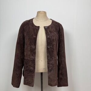 Pursuits Women 10 Brown Suede Leather Jacket Blazer Cowgirl Chic Preppy Western